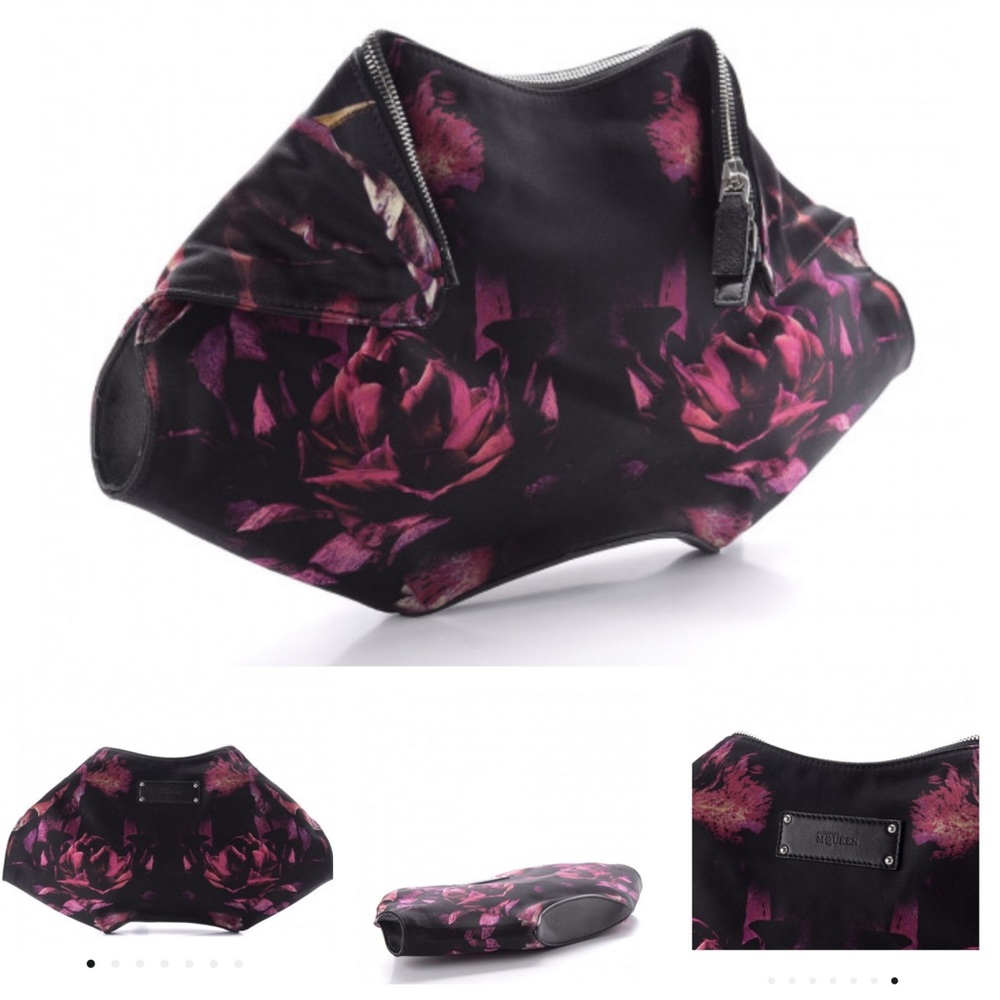 Alexander McQueen silk Night Flowers de Manta clutch